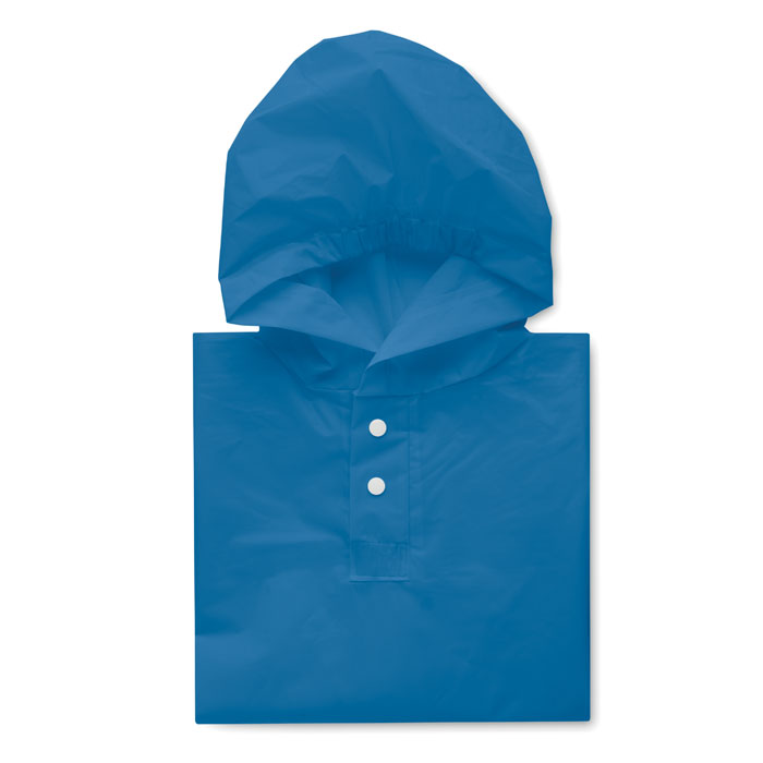 PEVA kid rain coat with hood - PONCHIE - royal blue
