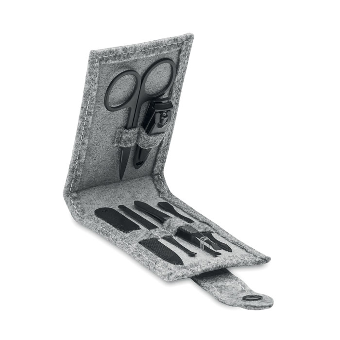 RPET felt 6 piece manicure set - NAILKIT FELT - grey