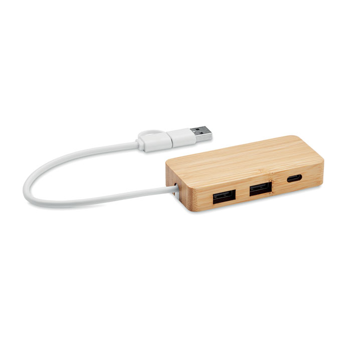 3 Port USB Hub - HUBBAM - Holz