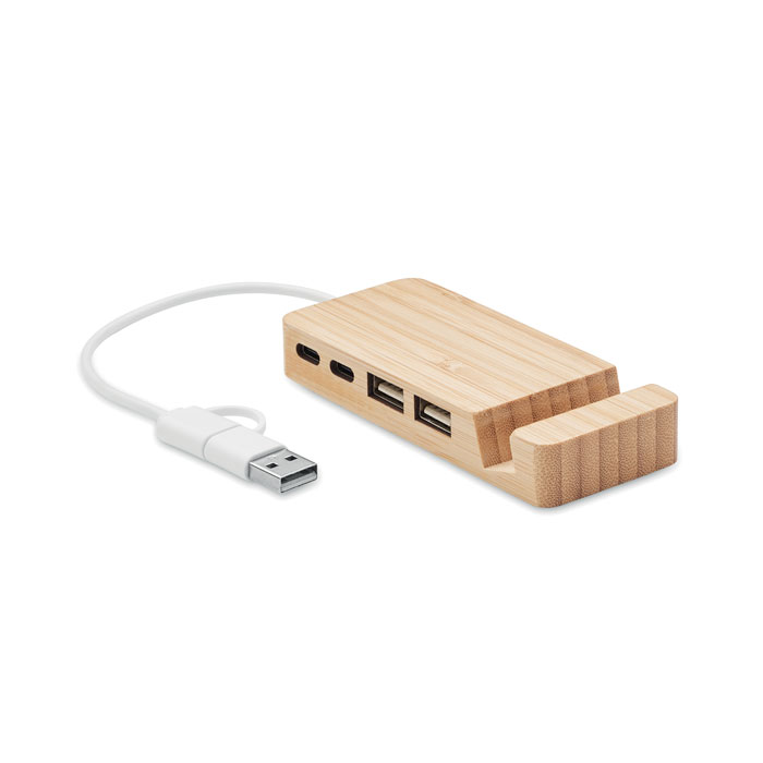 4 Port USB Hub - HUBSTAND - Holz