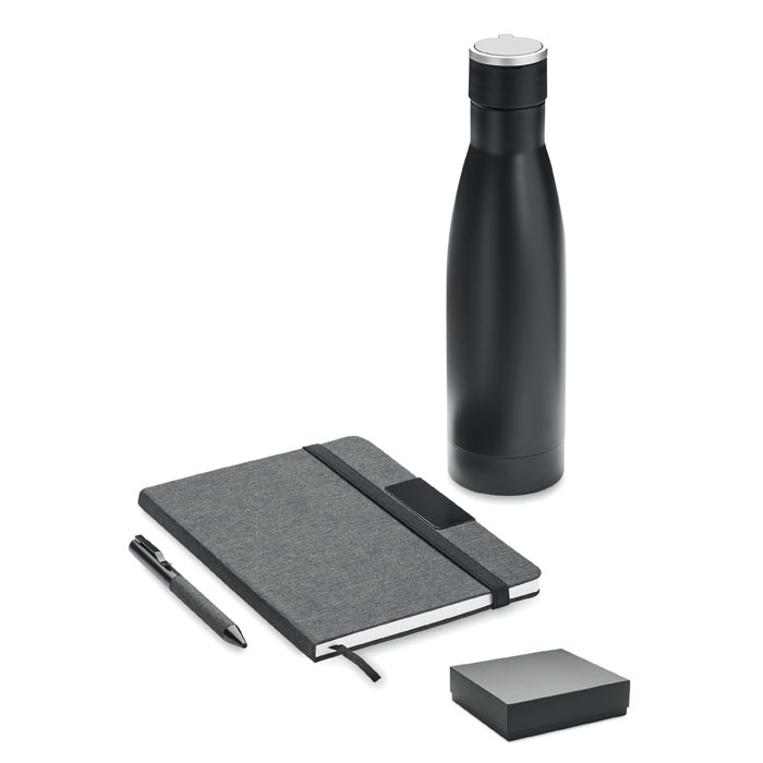 Set Notizbuch mit Flasche - YOKOSO - schwarz