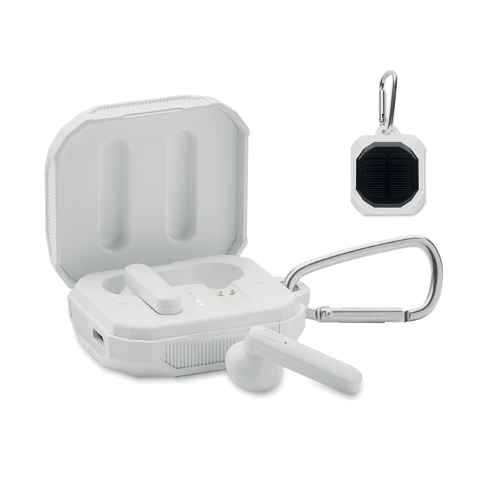 TWS earbuds with solar charger - ARONOS - white