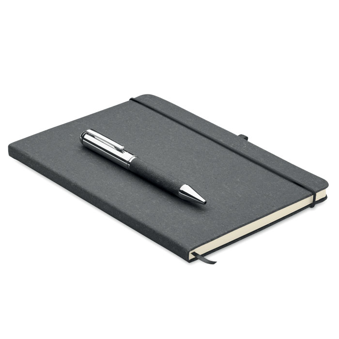 Recycled leather notebook set - ELEGANOTE - black