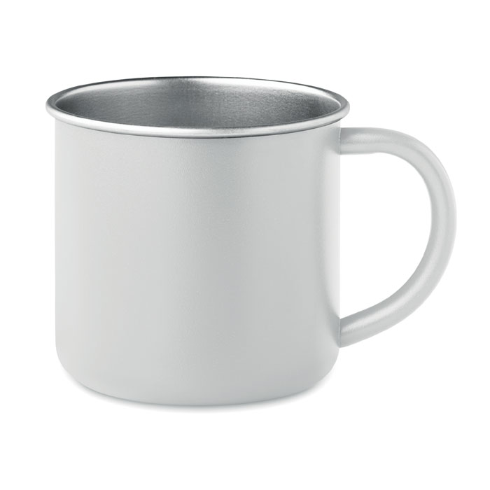 Recycled stainless steel mug - CARIBU - white