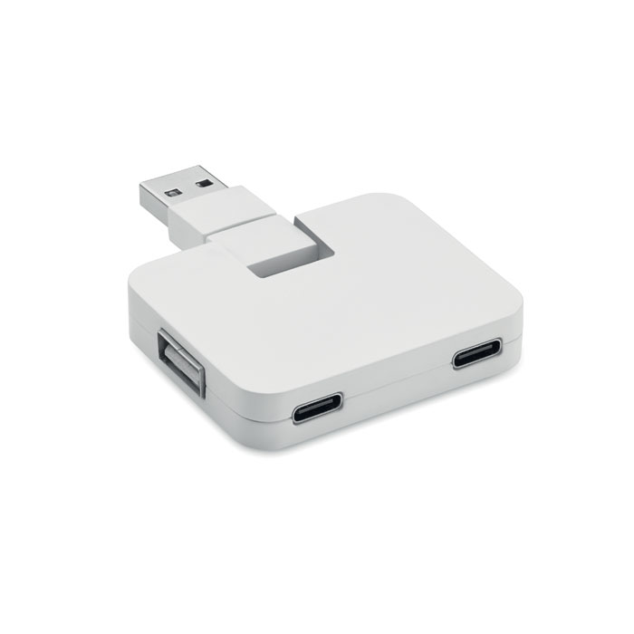 4portový USB rozbočovač - SQUARE-C - bílá