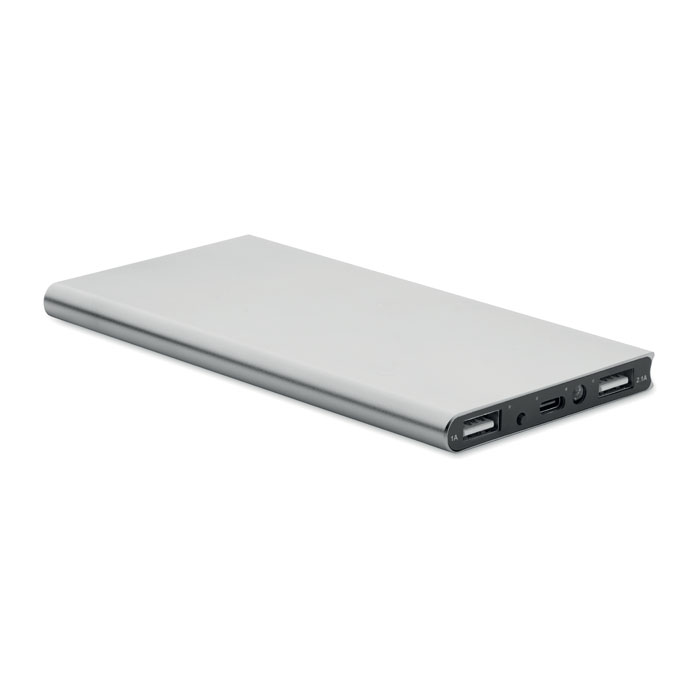 8000 mAh Powerbank - POWERFLAT8C - mattes Silber
