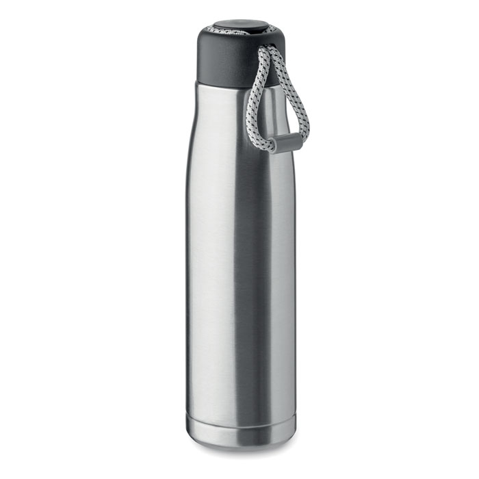 Doppelwandige Flasche 500 ml - CORDLE - mattes Silber