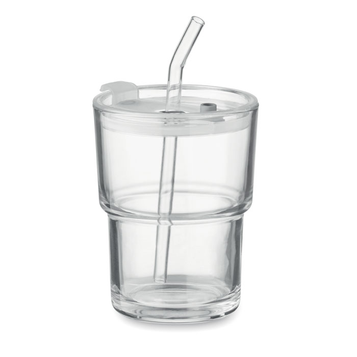 Glasbecher mit Trinkhalm 400ml - SIP - Transparente