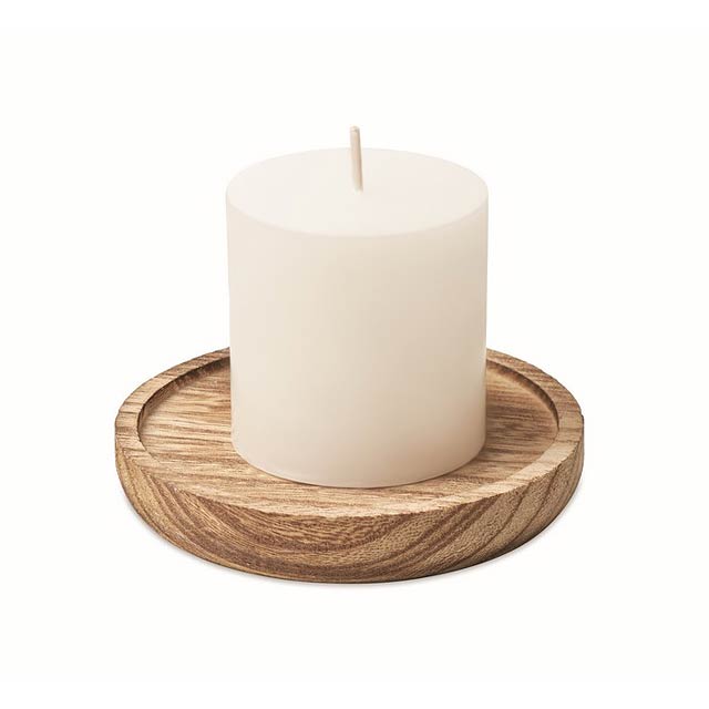 Svíčka s dřevěným stojánkem - PENTAS - drevo