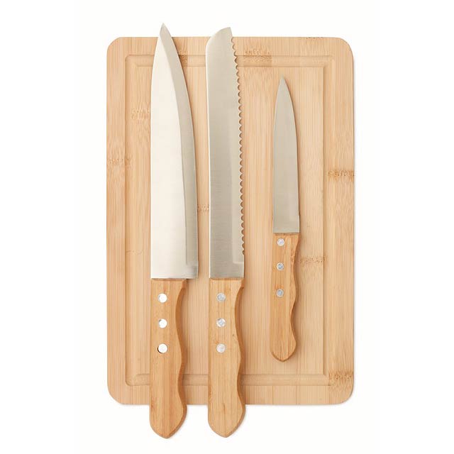 Set bambusového prkénka a nožů - SHARP CHEF - dřevo
