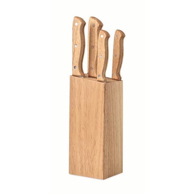 5dílná sada nožů ve stojanu - GOURMET - dřevo