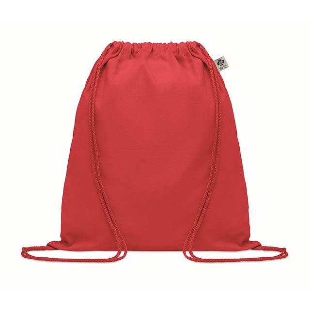 Stahovací batoh z bio bavlny - YUKI COLOUR - červená