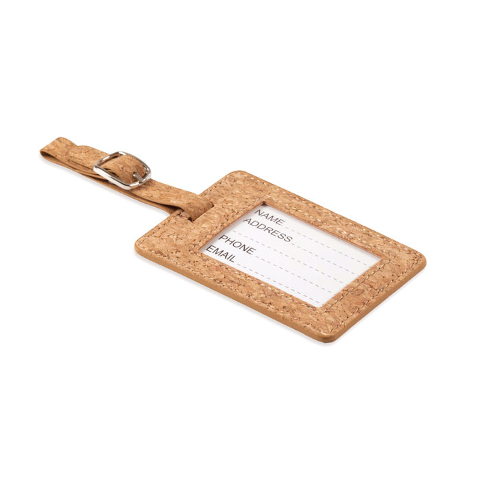 Cork luggage tag - COCO - beige