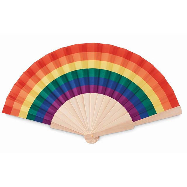 Duhový dřevěný vějíř - BOWFAN - multicolor