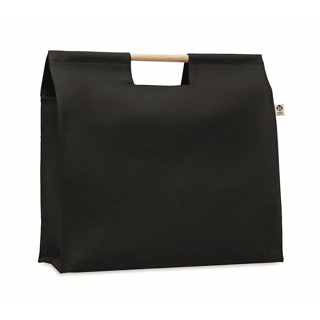Přírodní nákupní plátěná taška - MERCADO TOP - čierna