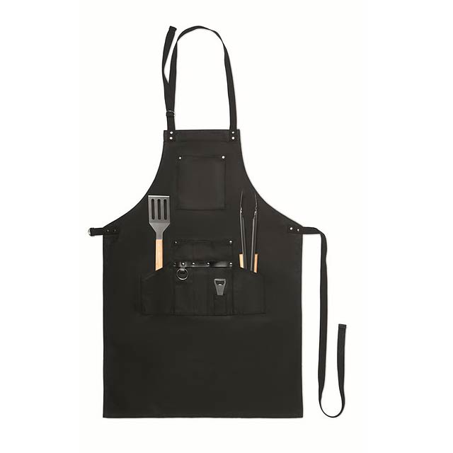 Zástěra a BBQ set - SOUS CHEF - čierna