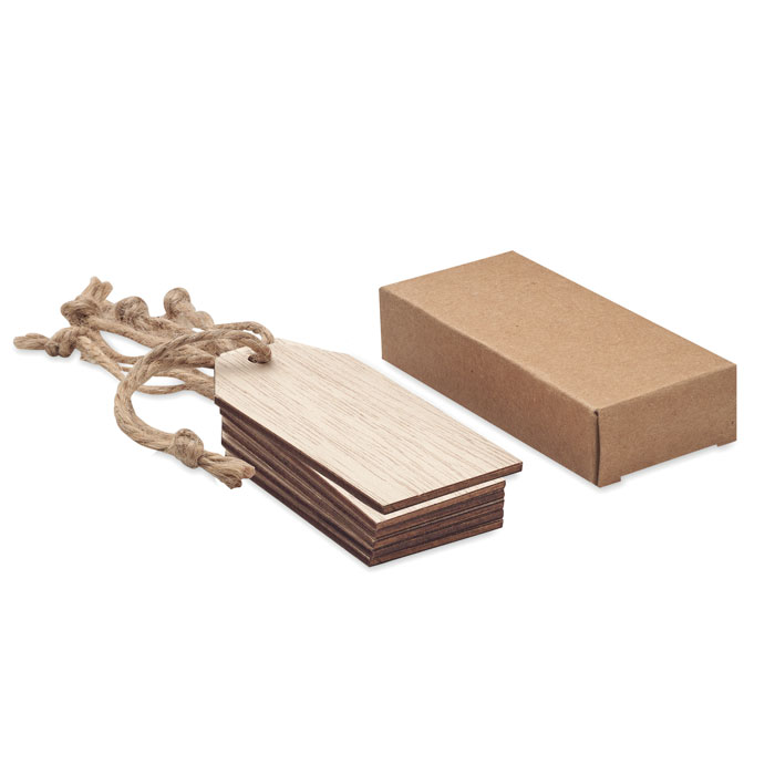 Set of 6 wooden gift tags - ETIBAM - wood Set of 6 wooden gift tags - ETIBAM - wood
