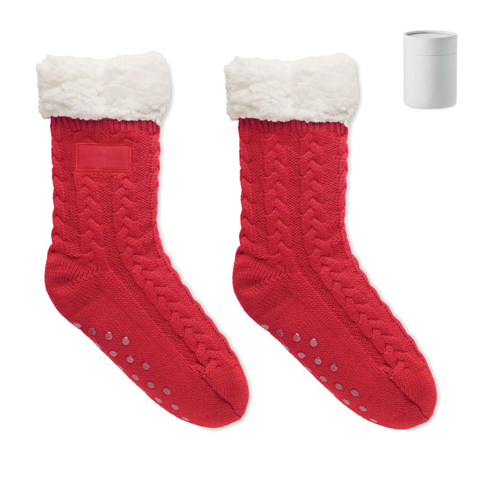 Pair of slipper sock L - CANICHIE - red