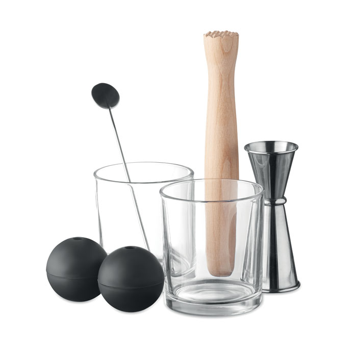 Set of 7 pieces cocktail set - NIGHT - matt silver