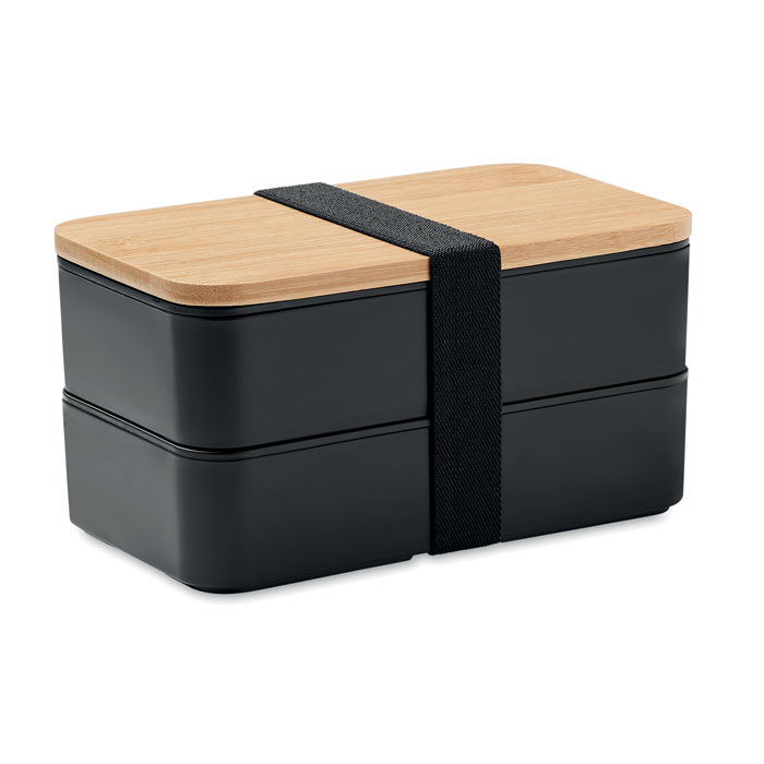 Obědový box s bambusovým víkem - BAAKS - čierna