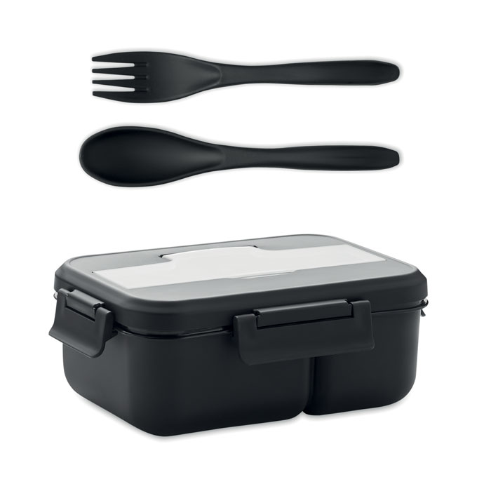 Lunch box with cutlery in PP - MAKAN - black