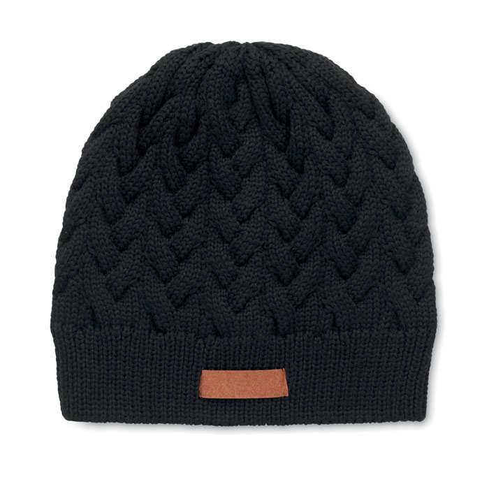 Cable knit beanie in RPET - KATMAI - black