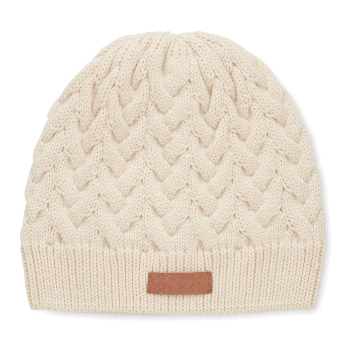 Cable knit beanie in RPET - KATMAI - beige