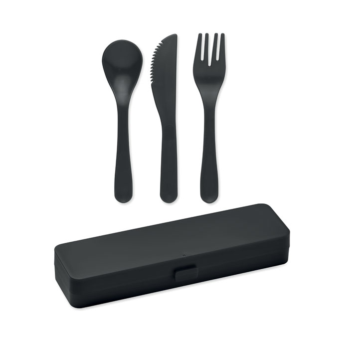 Cutlery set in PP - RIGATA - black