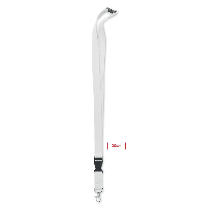 Lanyard with metal hook 20mm - LANNYCOT - white