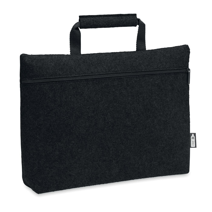 RPET felt zippered laptop bag - TAPLA - black