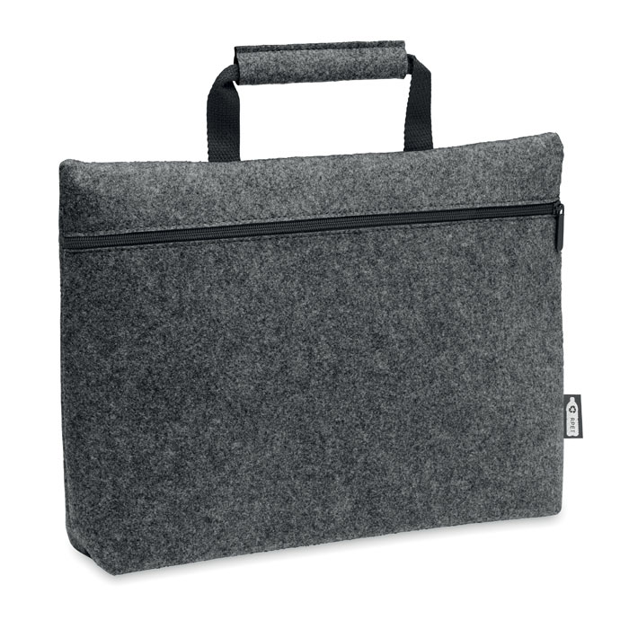 RPET felt zippered laptop bag - TAPLA - stone grey
