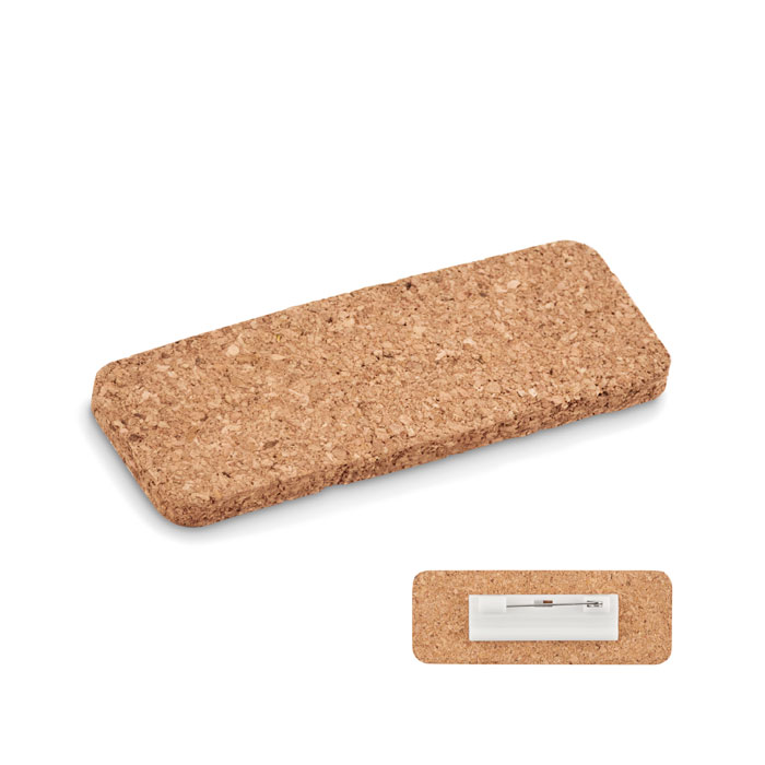 Name tag holder in cork - DERO - beige