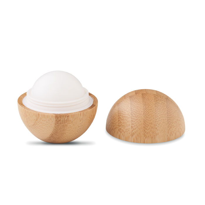 Lip balm in round bamboo case - SOFT LUX - wood