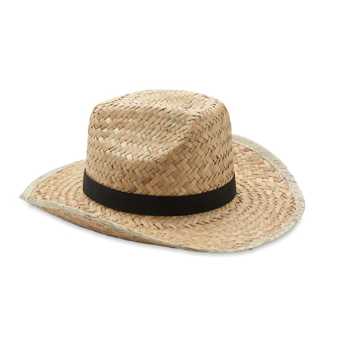 Natural straw cowboy hat - TEXAS - black