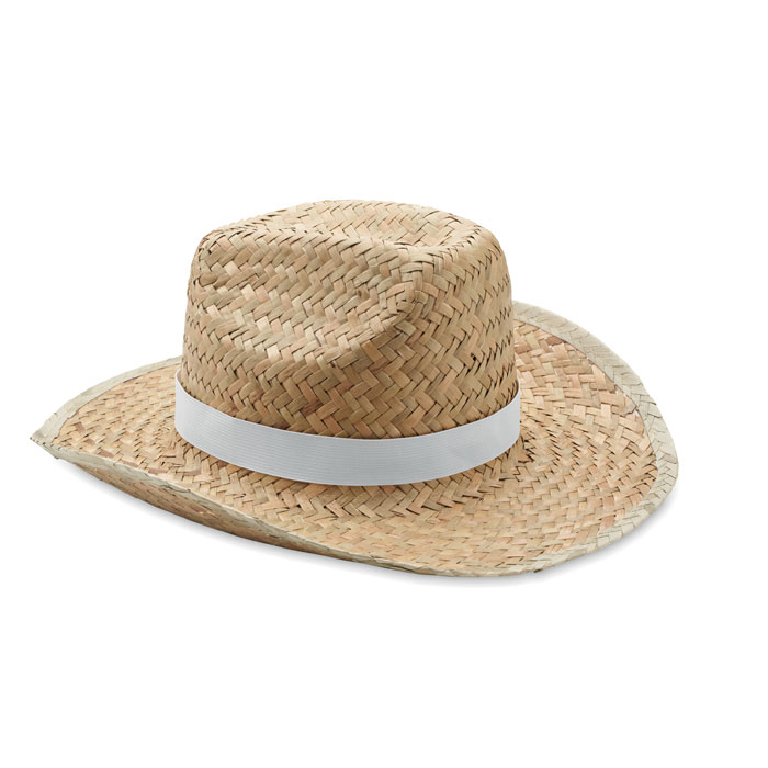 Natural straw cowboy hat - TEXAS - white