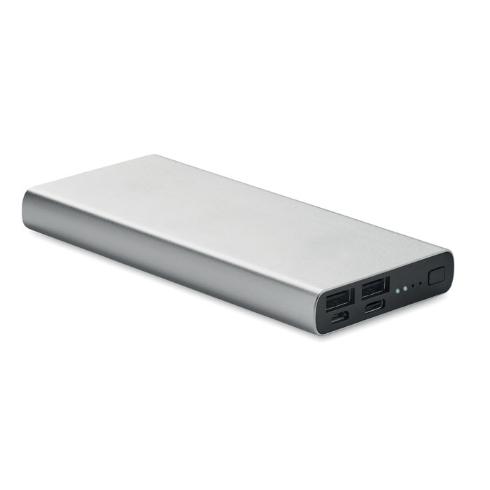 Powerbanka 10000 mAh - POWERFLAT 8 C - strieborná mat