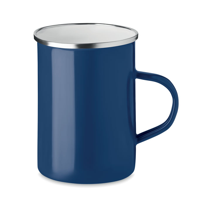 Metal mug with enamel layer - SILVER - blue