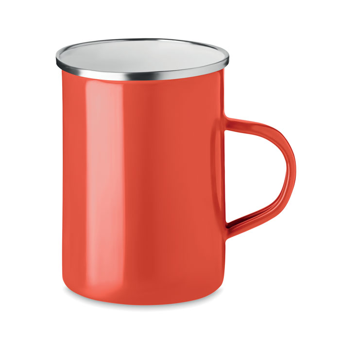 Metal vintage mug with enamel layer. Capacity 550 ml.  - red - foto