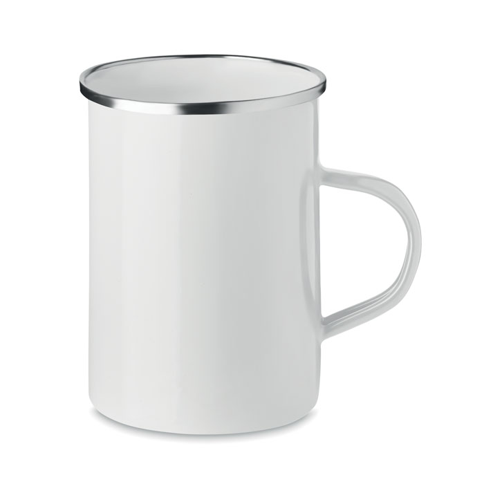 Metal mug with enamel layer - SILVER - white