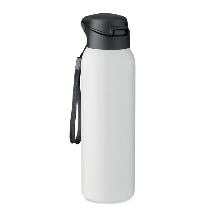 Double wall stainless steel vacuum insulated bottle with integrated straw or mouth piece and lid with hanger. Capacity 580 ml.  - white - foto