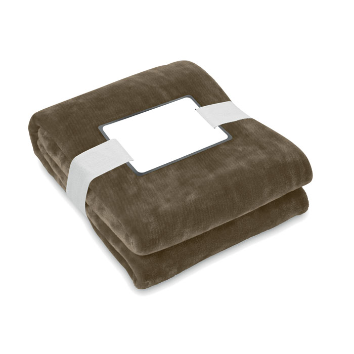 RPET-Flanell Fleece-Decke - LOGAN - Khaki/Schwarz
