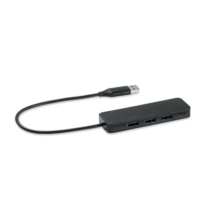 Rozbočovač USB-C se 4 porty - HUBBIE - čierna