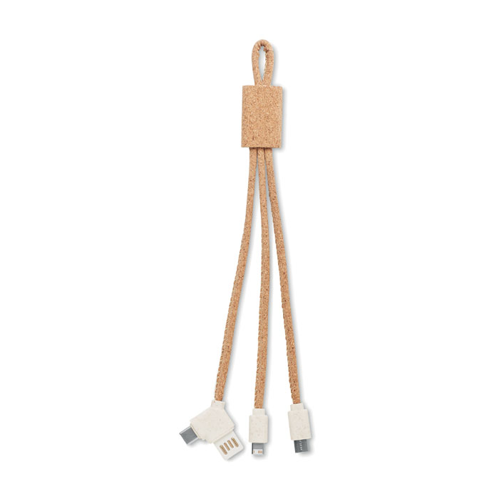 3 in 1 charging cable in cork - CABIE - beige