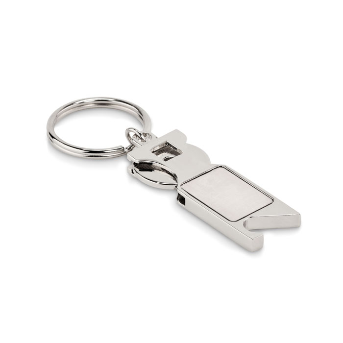 Euro Token keyring - TOKEU - matt silver