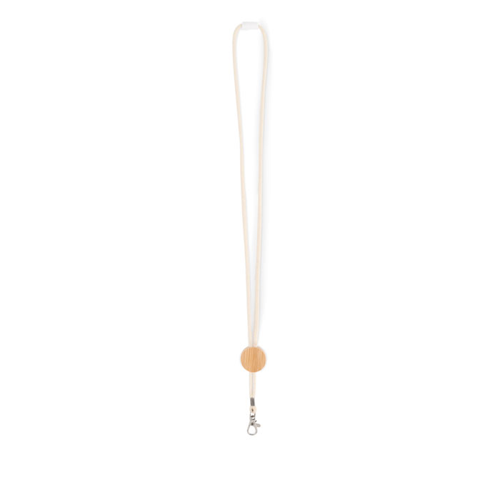 Cotton Lanyard with metal hook - KARA - beige