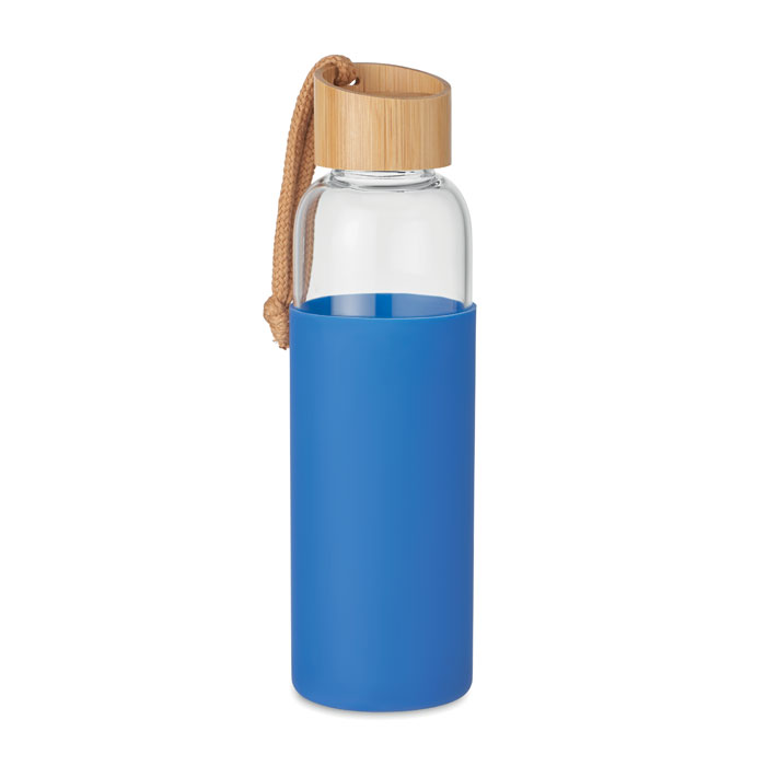 Glass Bottle 500 ml in pouch - CHAI - royal blue