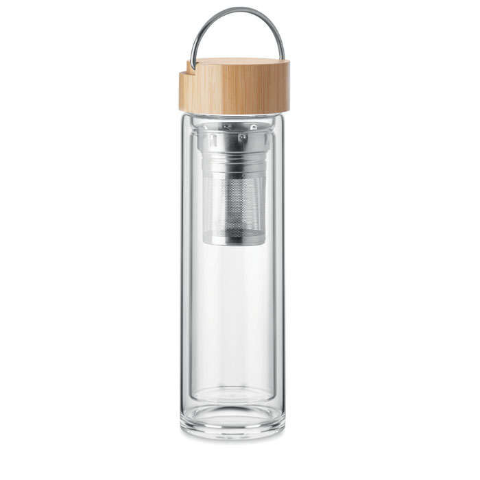 Double wall glass bottle 400ml - BATAMI - transparent