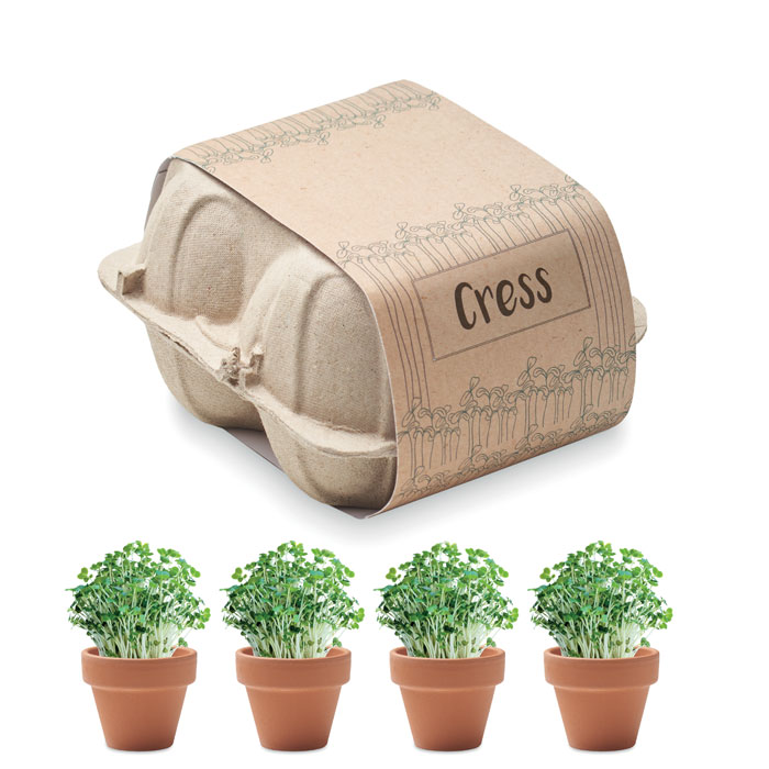 Egg carton growing kit - CRESS - beige