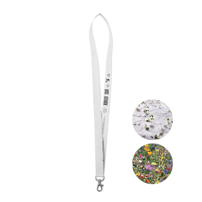 Seed paper lanyard w/hook - LANSEE - white