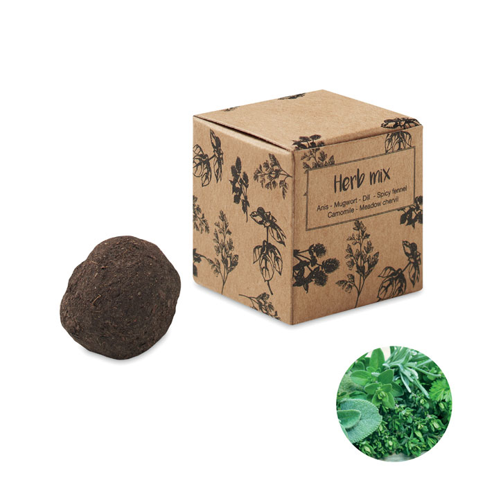 Herb seed bomb in carton box - BOMBI III - beige
